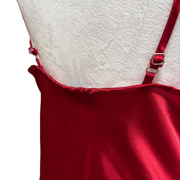 Vintage Bebe Slip Dress Sz L Red Midi Satin 90s Y2K Glam Holiday Formal Wedding - Picture 4 of 9
